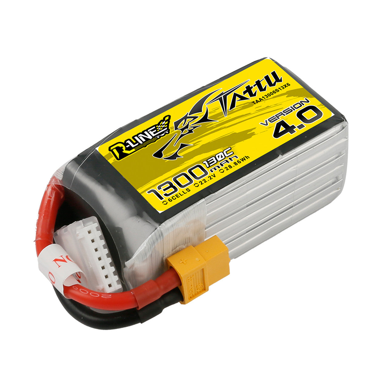 Tattu 1300mAh 6S 130C 22.2V R-Line Version 4.0 Lipo Battery Pack with XT60 Plug